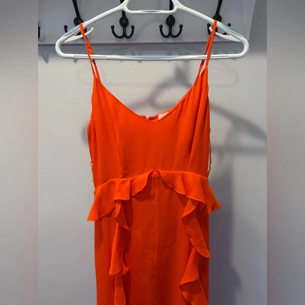 L'agence Silk Orange Ruffle Maxi Dress Size 2 - Picture 5 of 14
